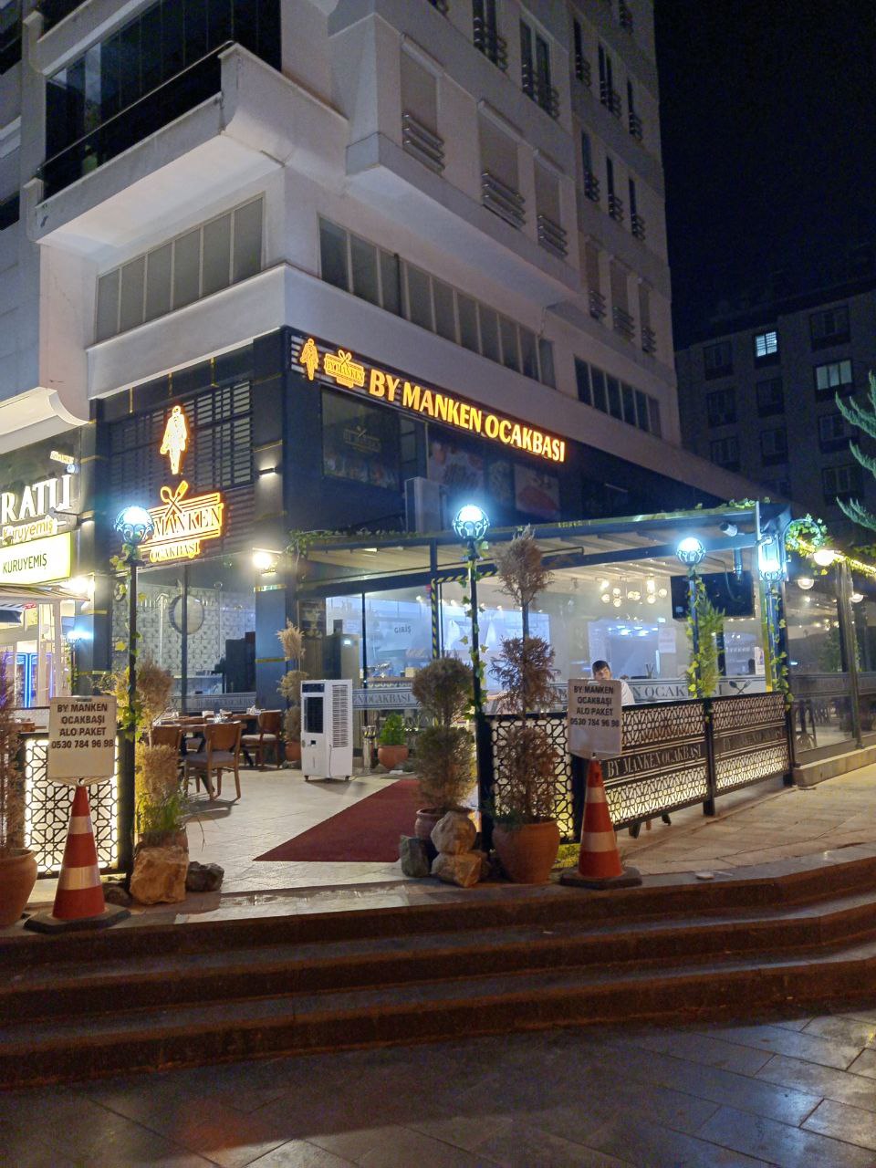 Restaurant Exterior at Night